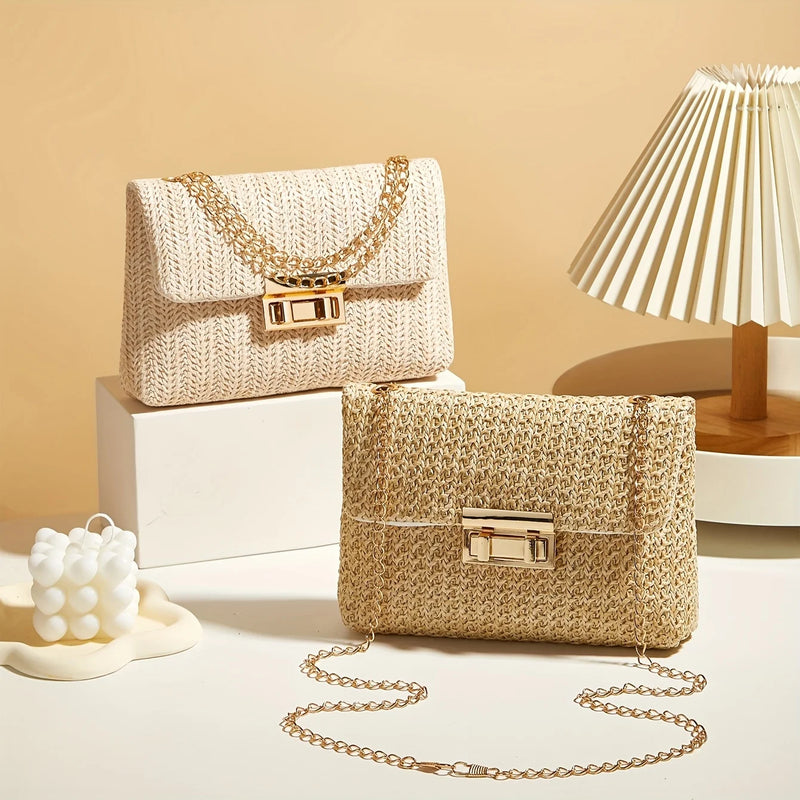 Bolsa Tiracolo Feminina de Palha Trançada – Artesanal, Leve e Elegante