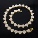 Conjunto Colar + Pulseira Coração Cravejado – Luxo com Pedras Brilhantes