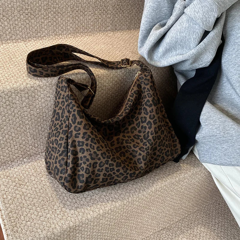 Bolsa Leopardo Retrô Feminina – Grande Capacidade e Design Moderno