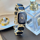 Relógio Feminino Luxo com Strass – Caixa Retangular e Corrente Elegante