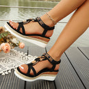 Sandálias Femininas Plataforma Verão 2024 – Trançadas, Conforto e Altura na Medida